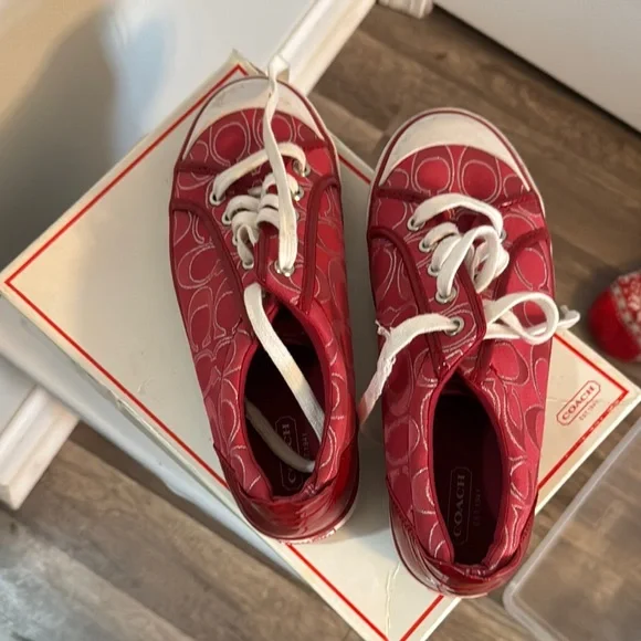 Coach women’s Red and pink Sneakers - Picture 1 of 1